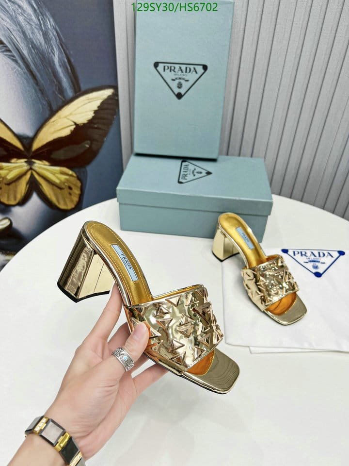 Pra*a Studded Metallic Leather Mules Gold 1Xx6473Ll5F0522F065
