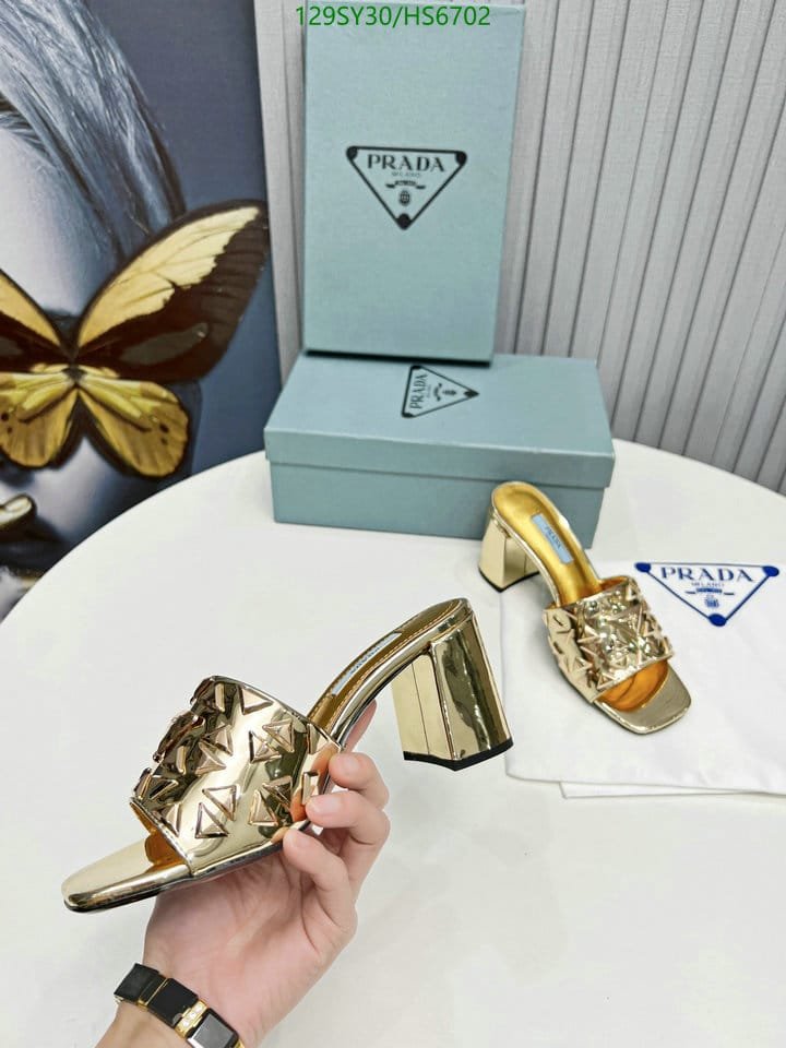 Pra*a Studded Metallic Leather Mules Gold 1Xx6473Ll5F0522F065