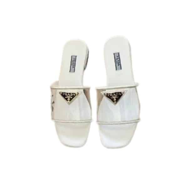 Pra*a Logo Plaque Slip On White