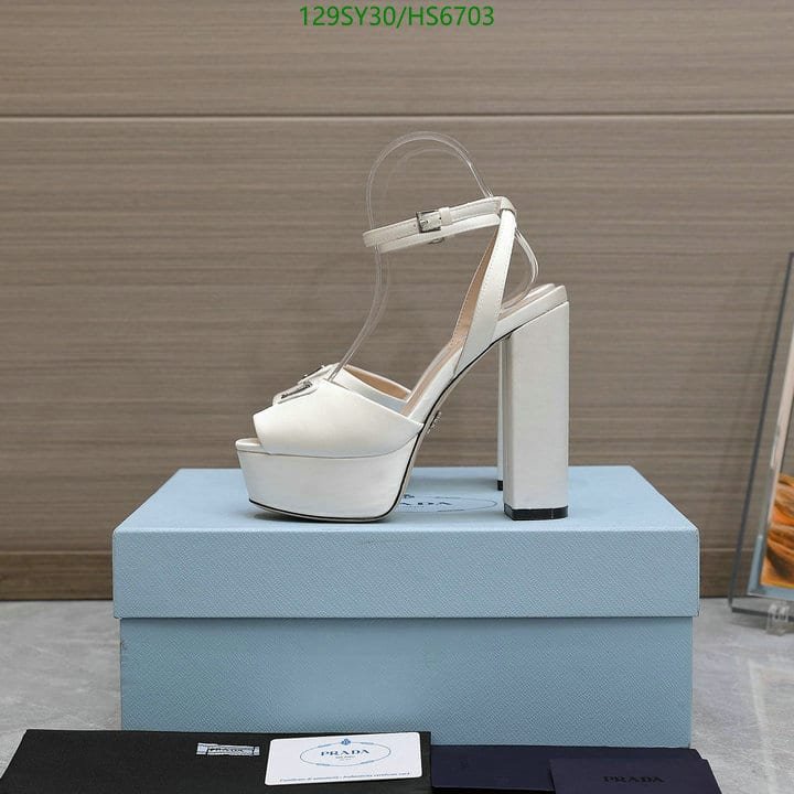 Pra*a High Heeled Satin Sandals White