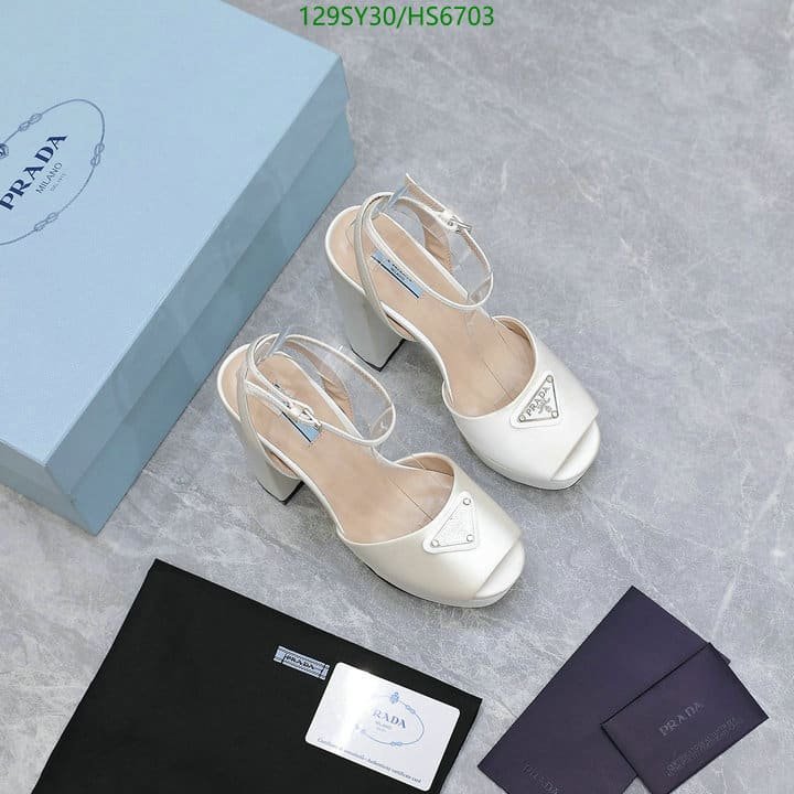 Pra*a High Heeled Satin Sandals White