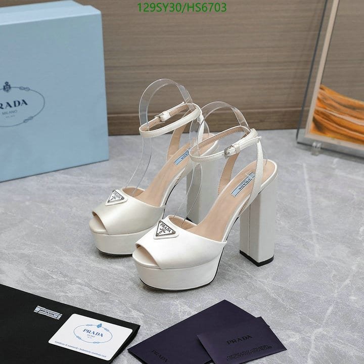 Pra*a High Heeled Satin Sandals White