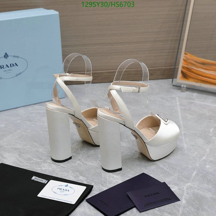 Pra*a High Heeled Satin Sandals White