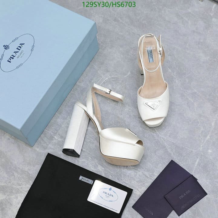 Pra*a High Heeled Satin Sandals White