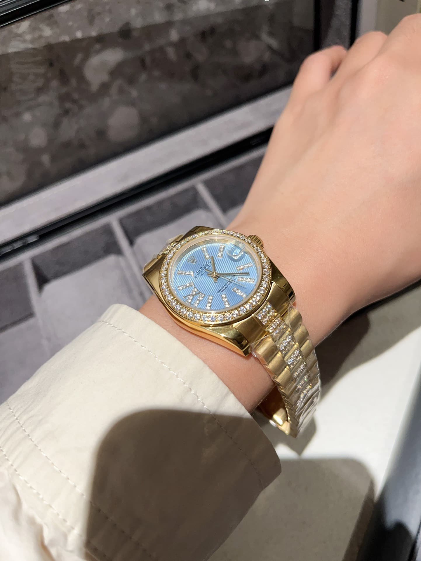 R01ex Datejust D1am0nd In Gold With Blue Dial 31Mm