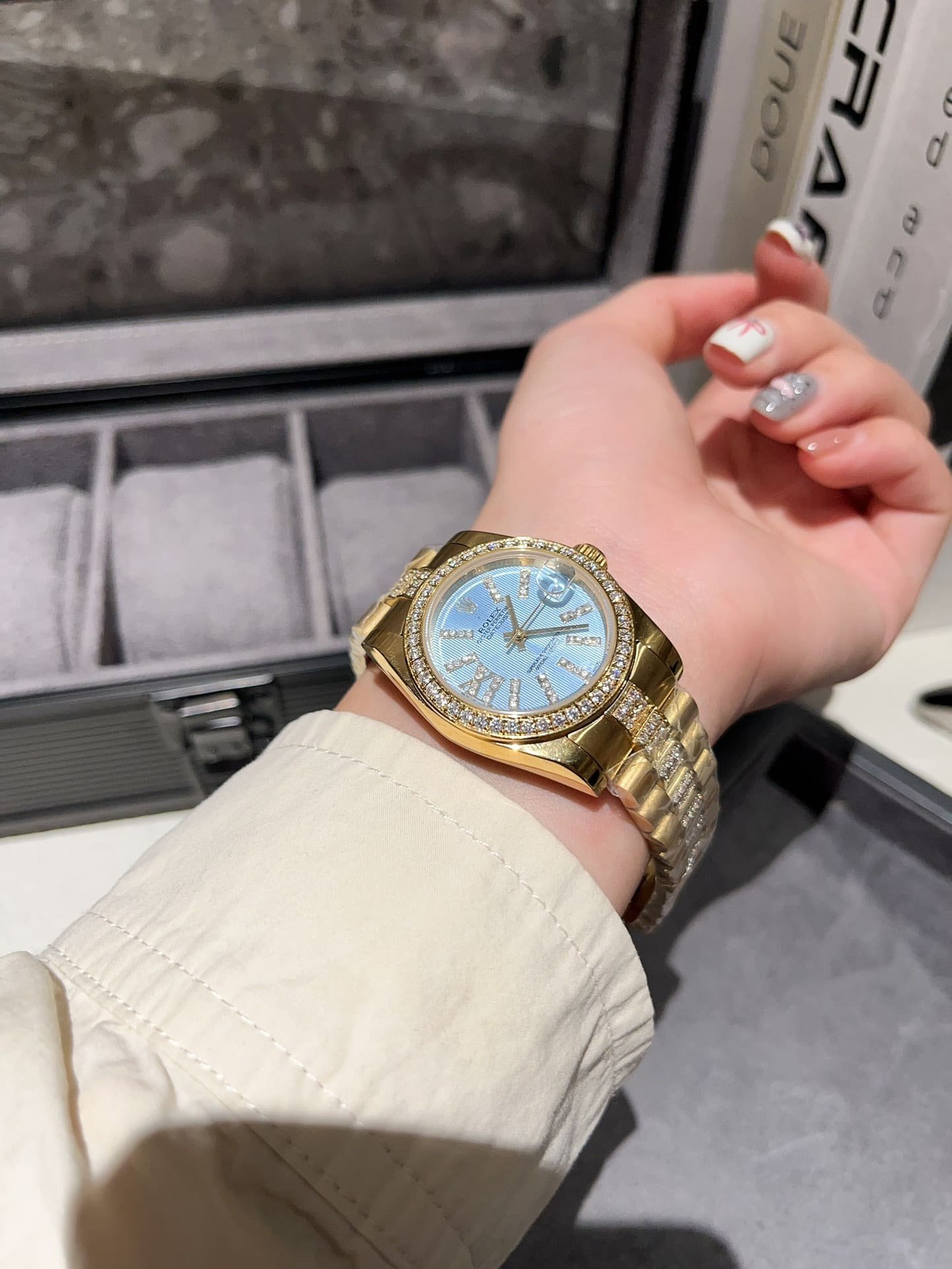 R01ex Datejust D1am0nd In Gold With Blue Dial 31Mm