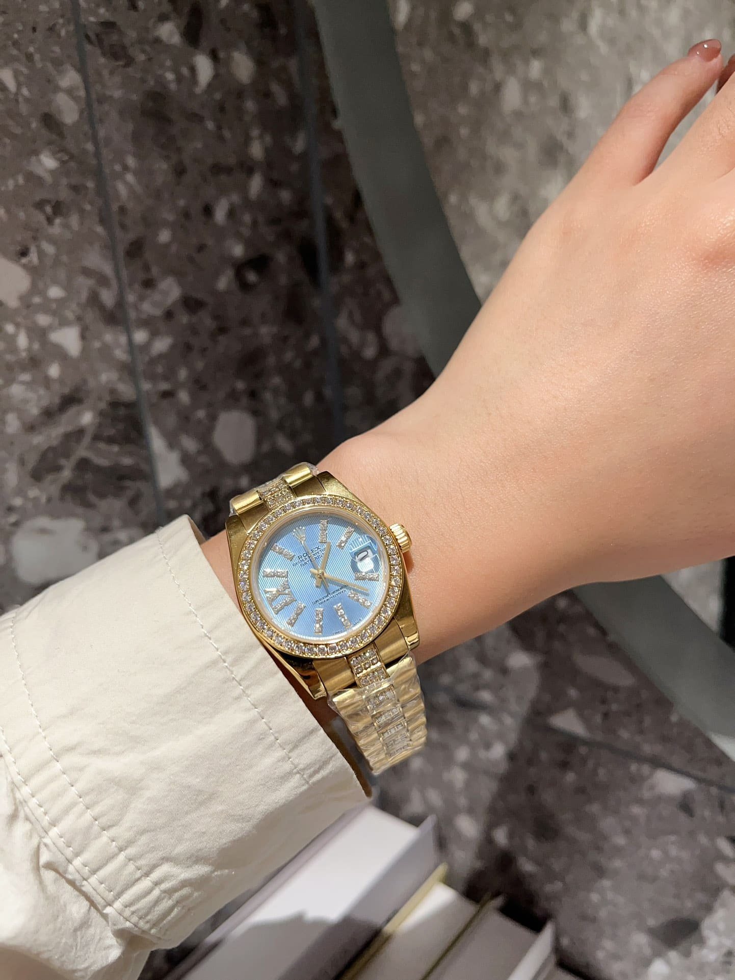 R01ex Datejust D1am0nd In Gold With Blue Dial 31Mm