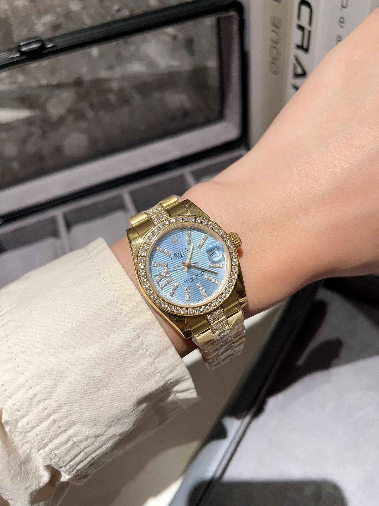 R01ex Datejust D1am0nd In Gold With Blue Dial 31Mm