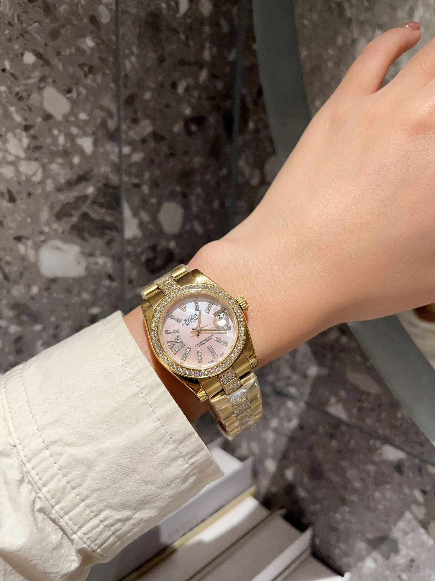 R01ex Datejust D1am0nd In Gold With Pinl Dial 31Mm