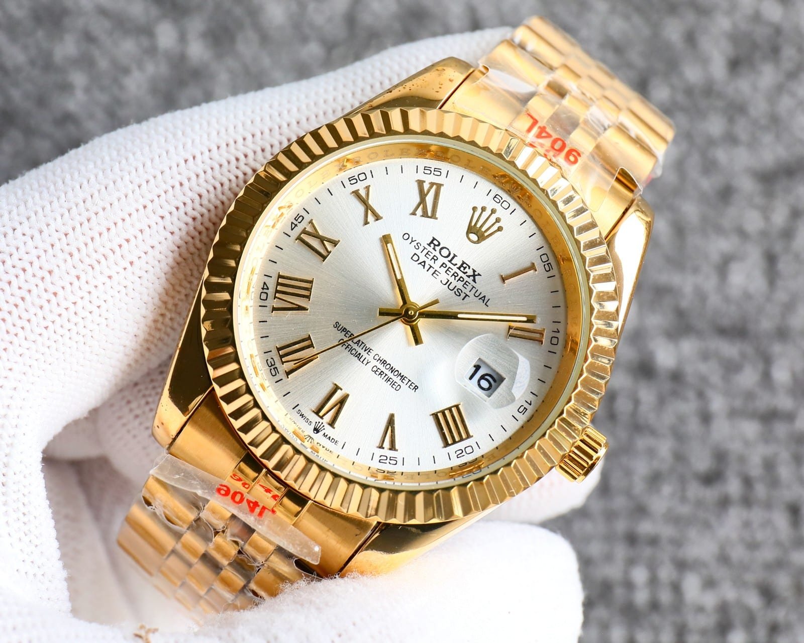 R01ex Datejust Roman Numeral Dial Gold In White 41Mm