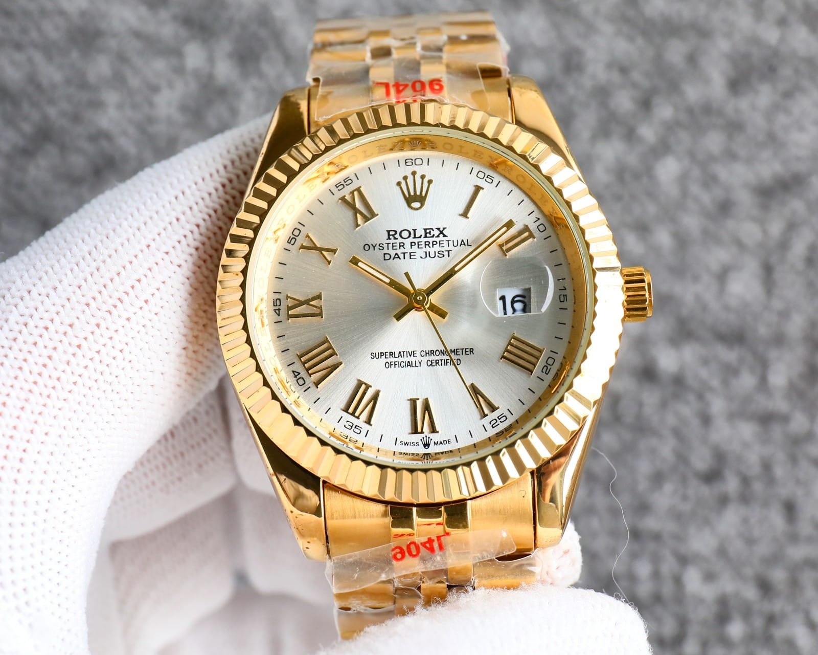R01ex Datejust Roman Numeral Dial Gold In White 41Mm