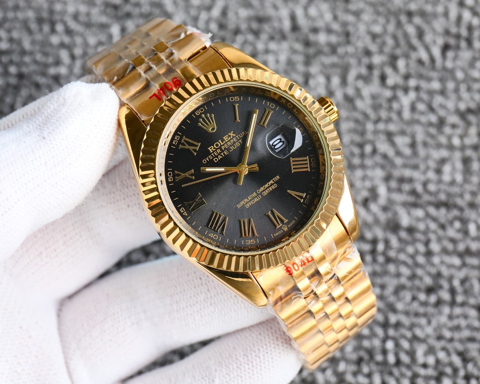 R01ex Datejust Roman Numeral Dial Gold In Black 41Mm