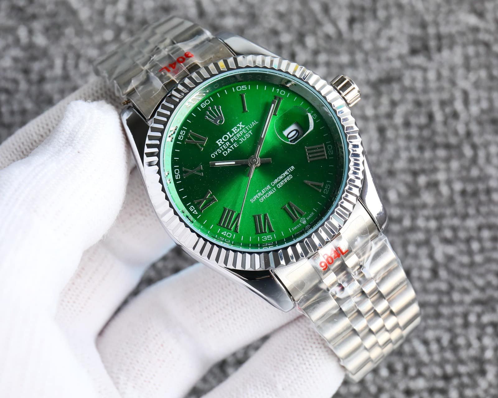 R01ex Datejust Roman Numeral Oystersteel And White Gold In Green 41Mm