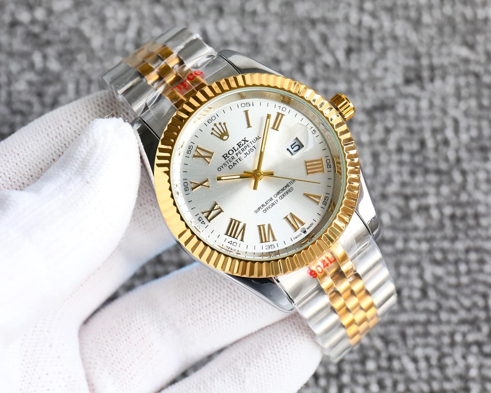 R01ex Datejust Roman Numeral Dial Oystersteel And Gold In White 41Mm