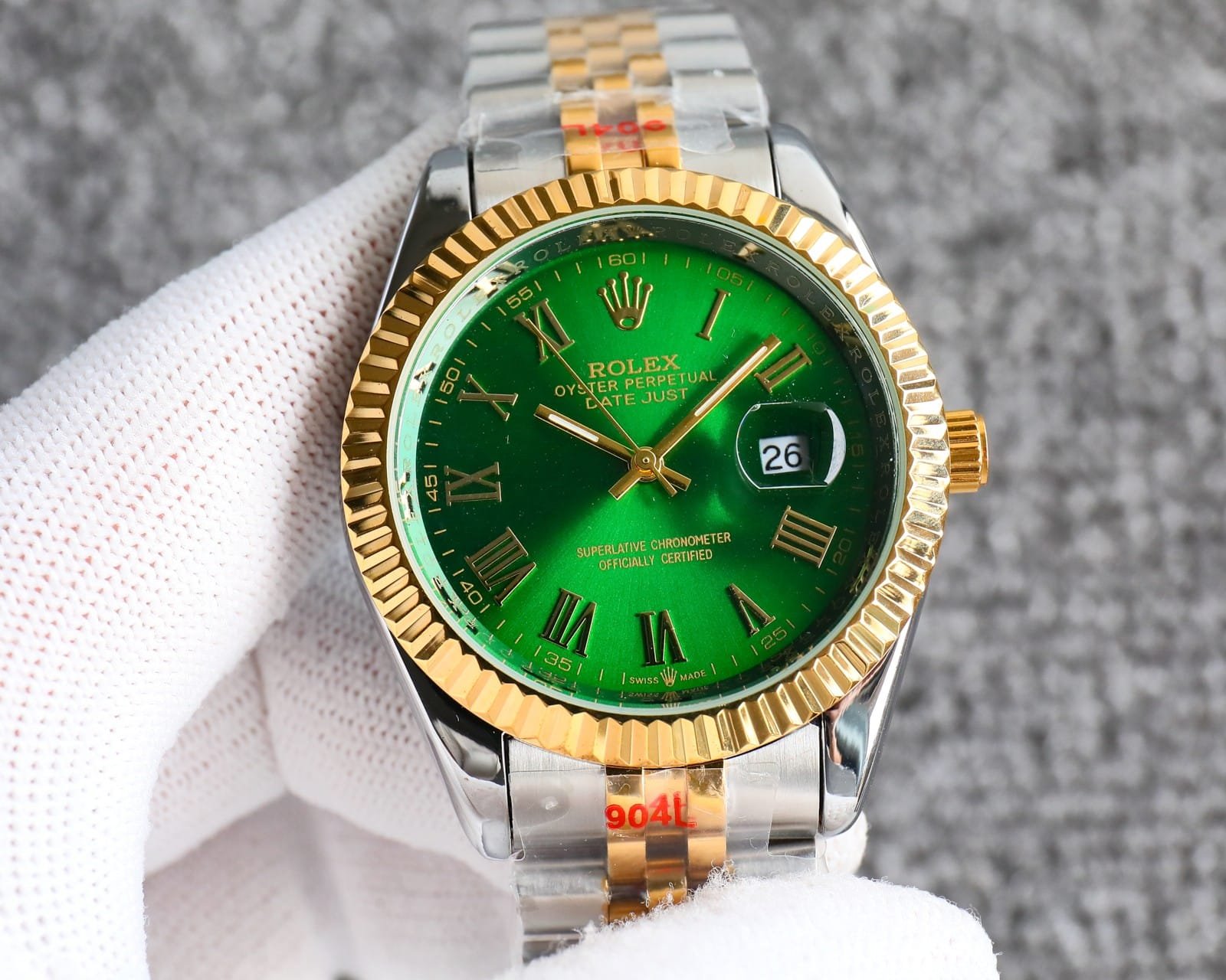 R01ex Datejust Roman Numeral Dial Oystersteel And Gold In Green 41Mm
