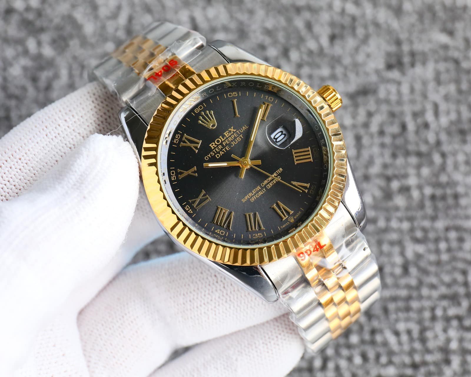R01ex Datejust Roman Numeral Dial Oystersteel And Gold In Black 41Mm