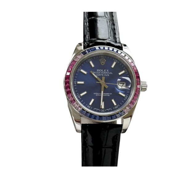 R01ex Oyster Perpetual Datejus Navy Blue Dial Ruby Around 40Mm