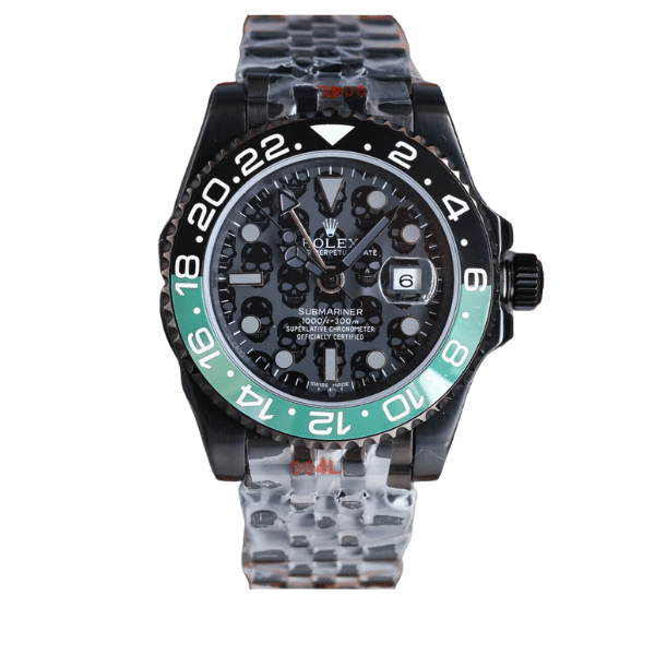 R01ex Oyster Gmt-Master Ii Watch Black Skull Pattern 40Mm