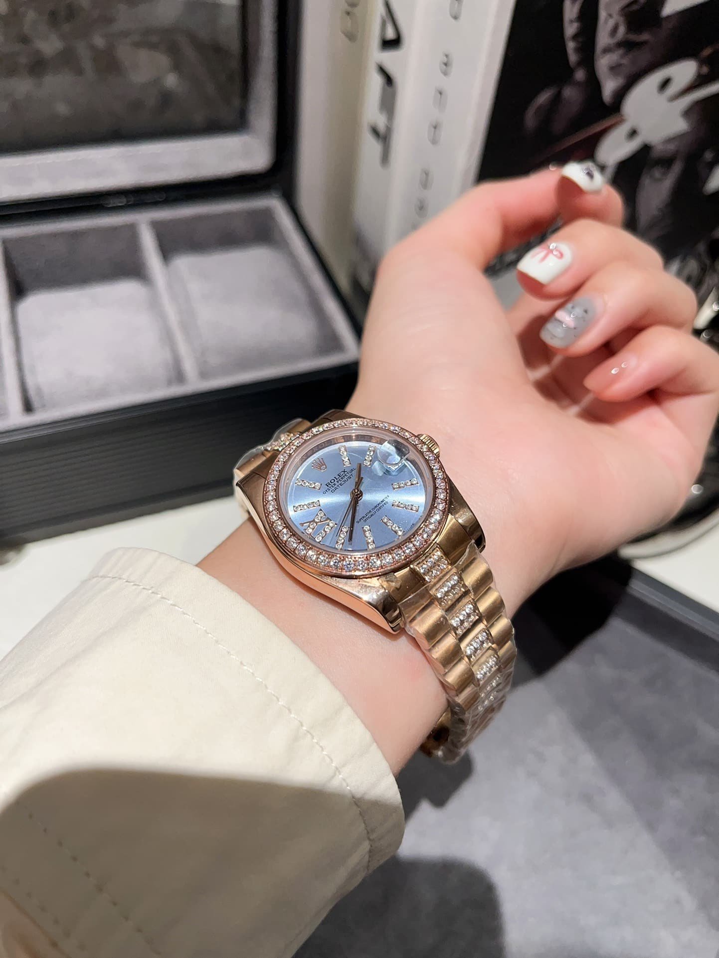 R01ex Datejust D1am0nd In Rose Gold With Blue Dial 31Mm