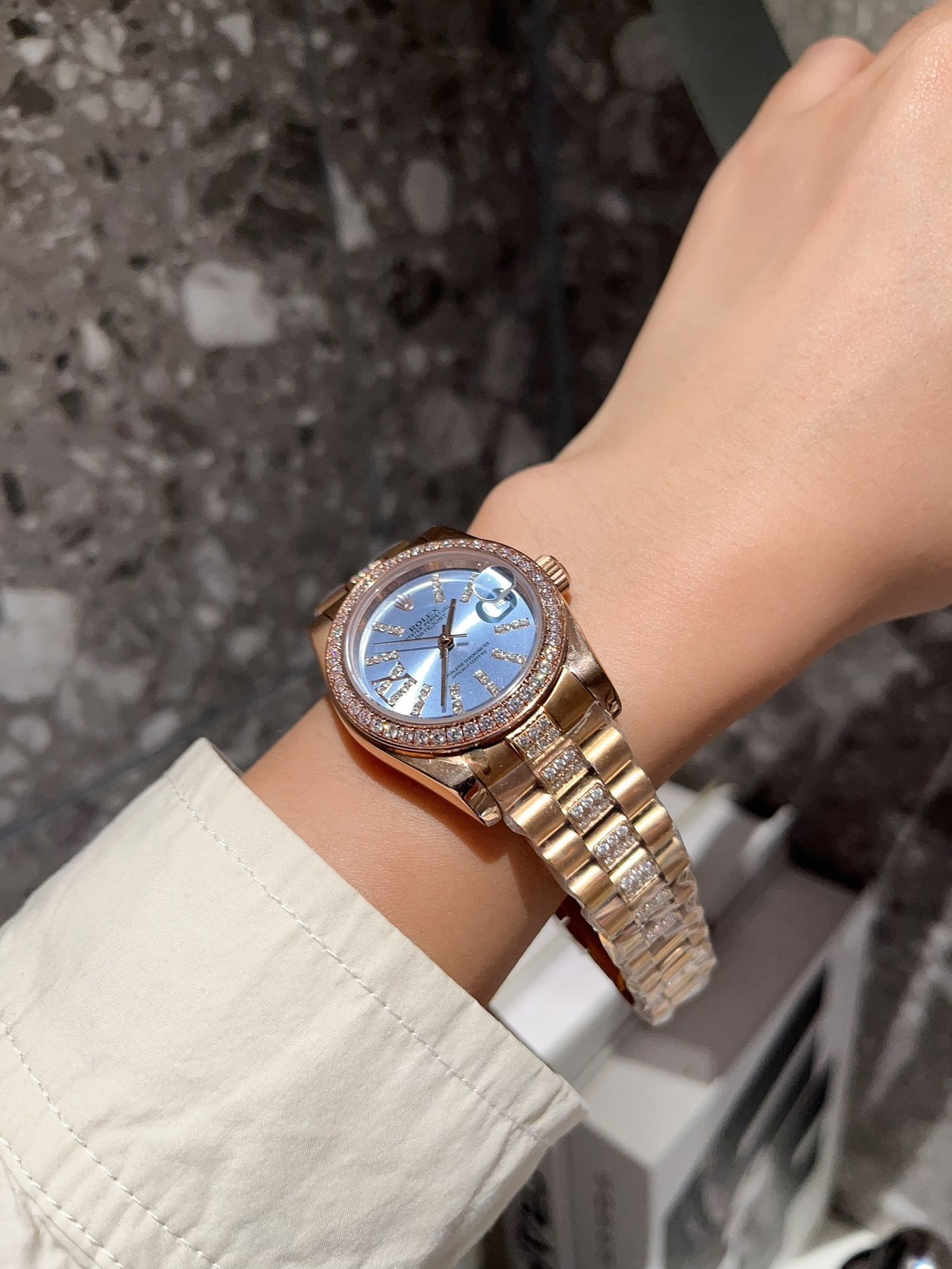 R01ex Datejust D1am0nd In Rose Gold With Blue Dial 31Mm