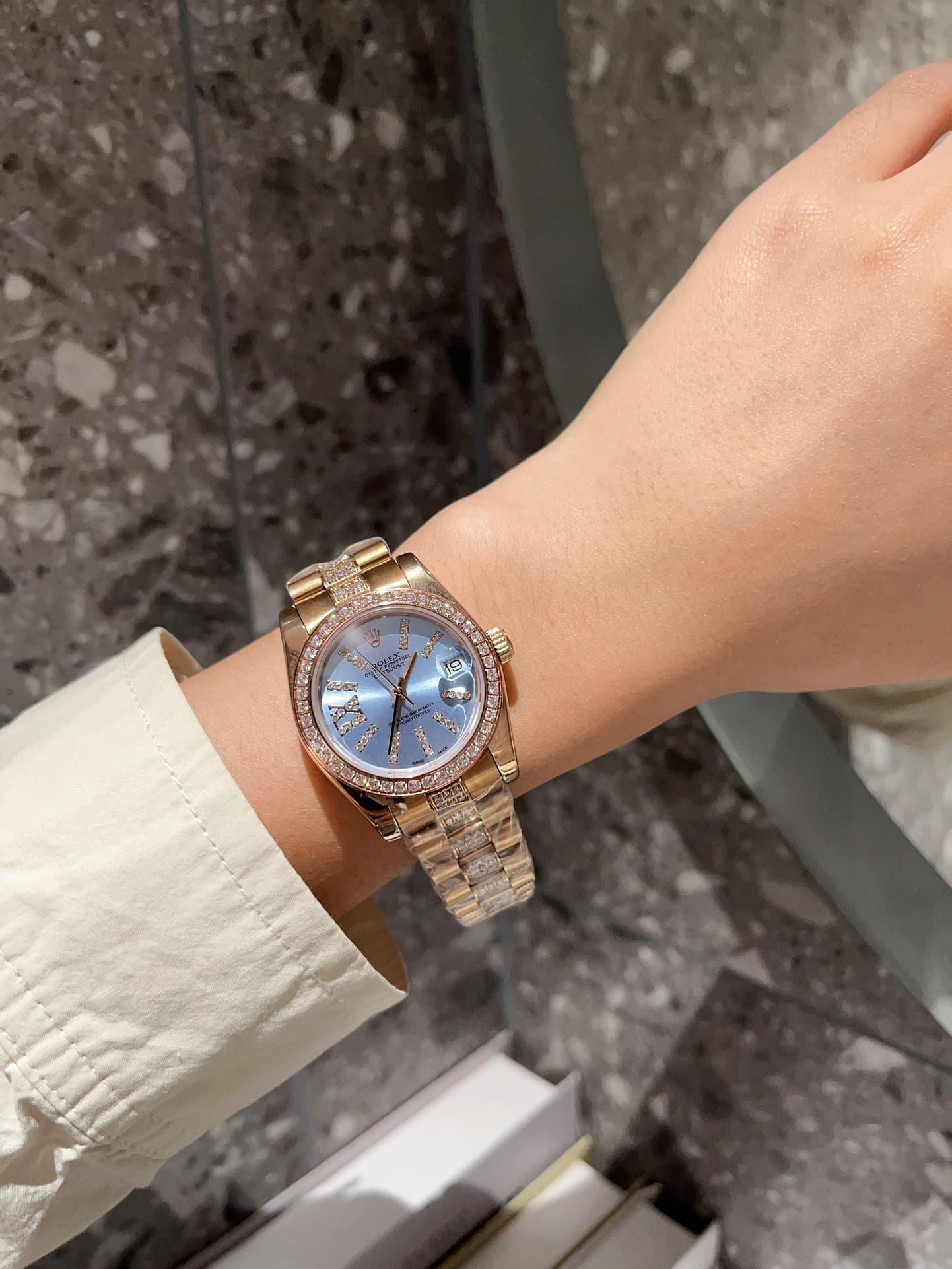 R01ex Datejust D1am0nd In Rose Gold With Blue Dial 31Mm