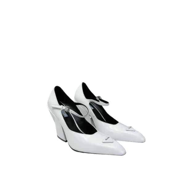 Pra*a Modellerie Leather Mary Jane Pumps In Nero White
