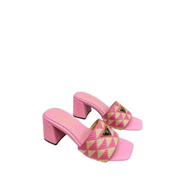 Pra*a Triangolo Jacquard Mules Pink