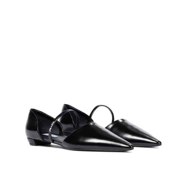 Pra*a Leather Ballet Flats Black