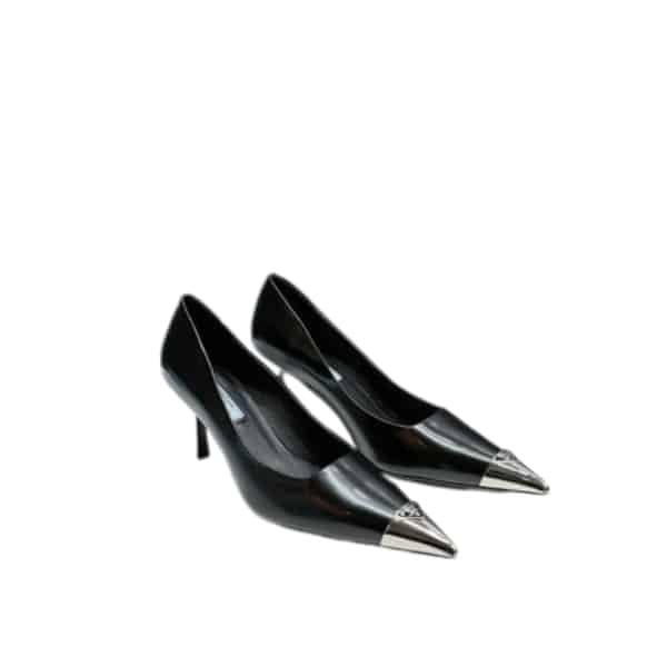 Pra*a Brushed Leather Pumps Black
