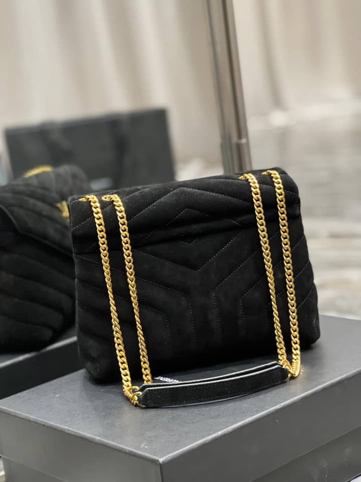 Sa1nt Lau*nt Loulou Small Flap Bag Suede Black 25Cm