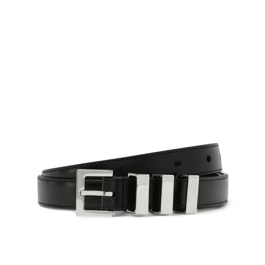 Sa1nt Lau*nt Black 3 Passants Black And Silver Belt 3146292551