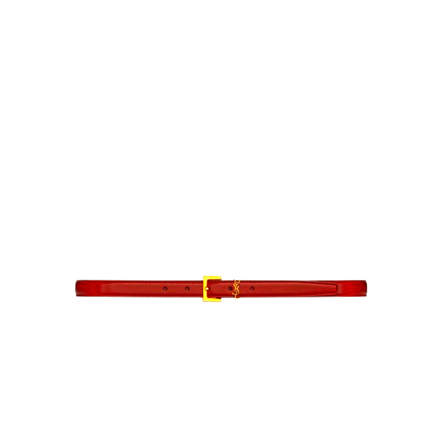 Sa1nt Lau*nt Adjustable Square Buckle Belt Red And Gold 634437C0X0W6309