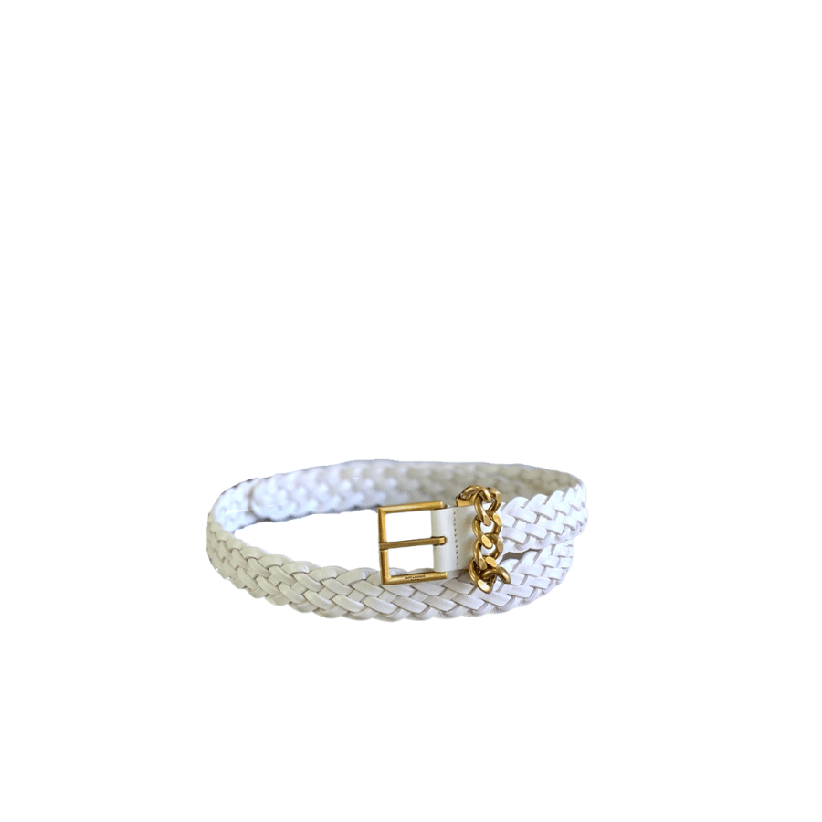 Sa1nt Lau*nt Genuine Leather Universal White And Gold Belt