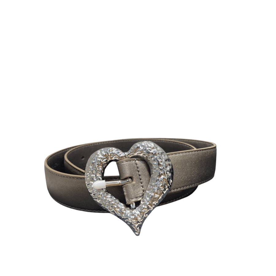 Sa1nt Lau*nt Heart Thin Belt In Silver And Black 640578Dsf0J1000
