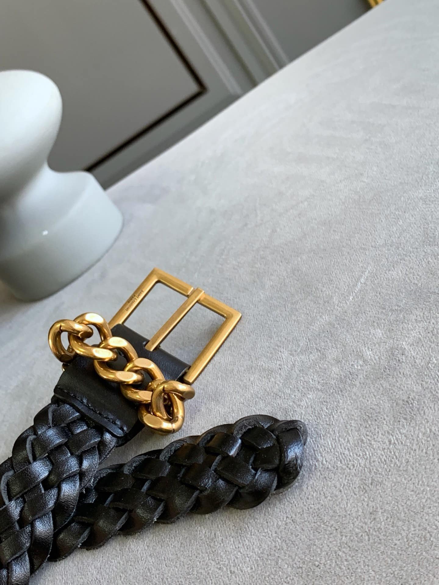 Sa1nt Lau*nt Genuine Leather Universal Black And Gold Belt