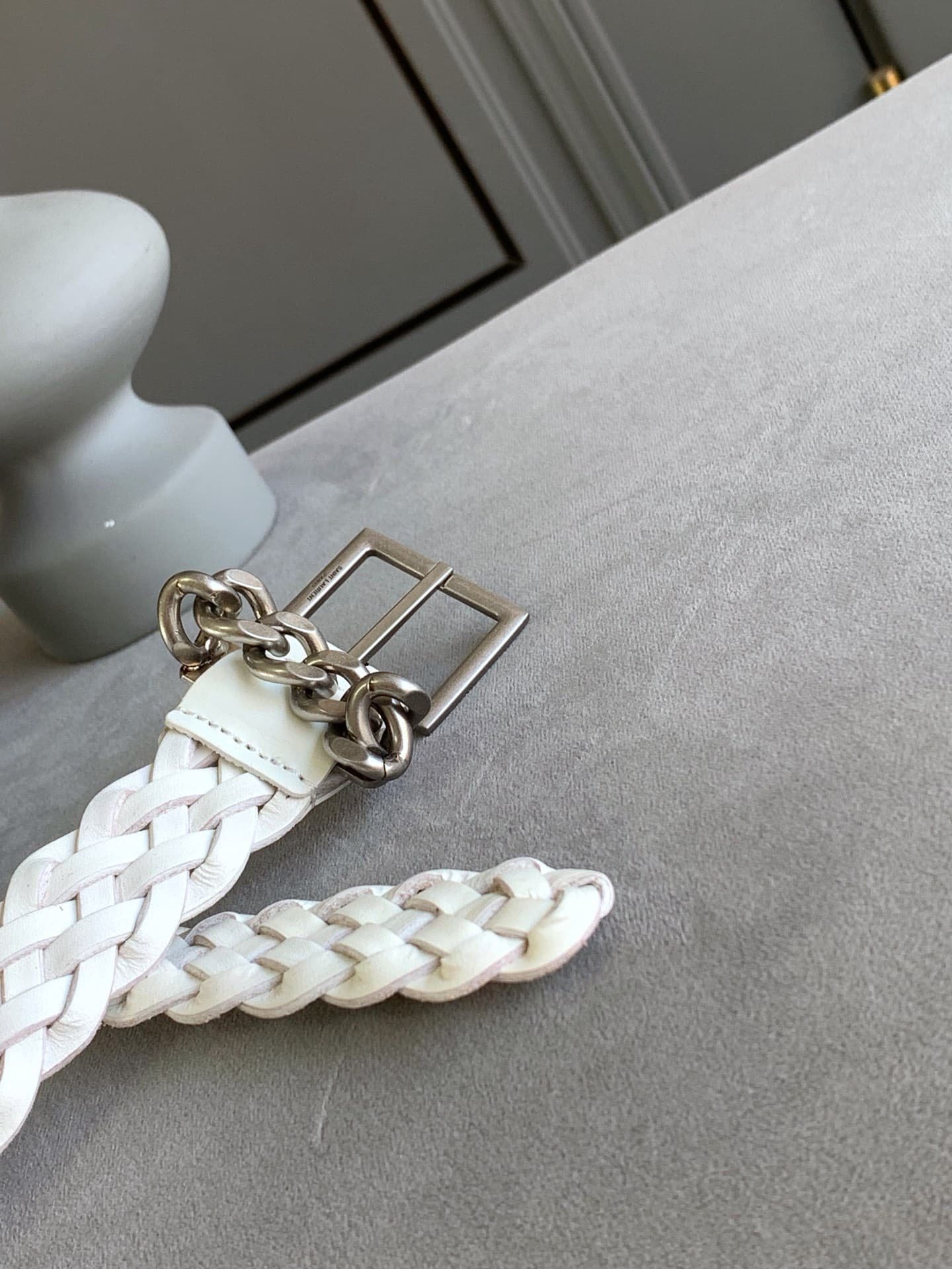 Sa1nt Lau*nt Genuine Leather Universal White And Silver Belt