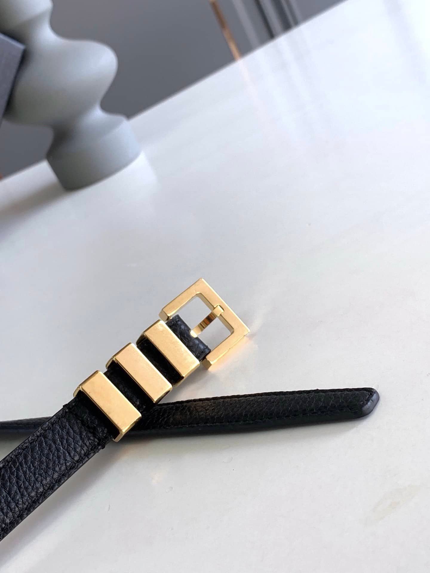 Sa1nt Lau*nt Unisex Brown And Gold Suede Leather Classic 3 Passants Belt 314629 2551