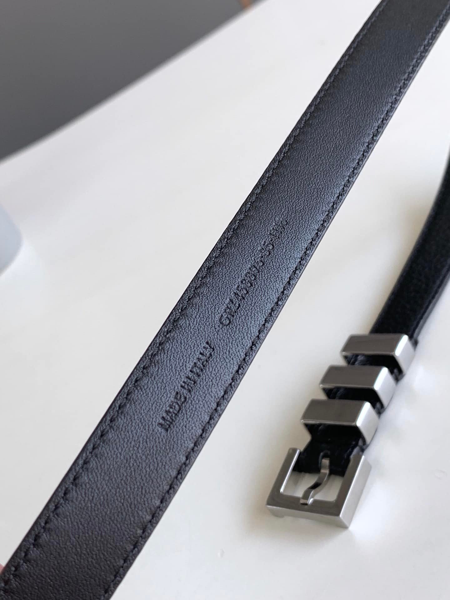 Sa1nt Lau*nt Black 3 Passants Black And Silver Belt 3146292551