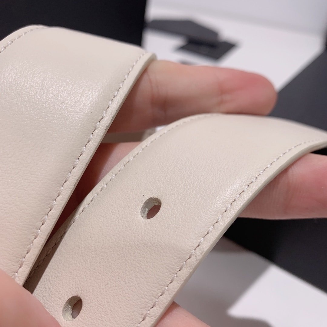 Sa1nt Lau*nt Adjustable Square Buckle Belt White And Gold 634437C0X0W6309