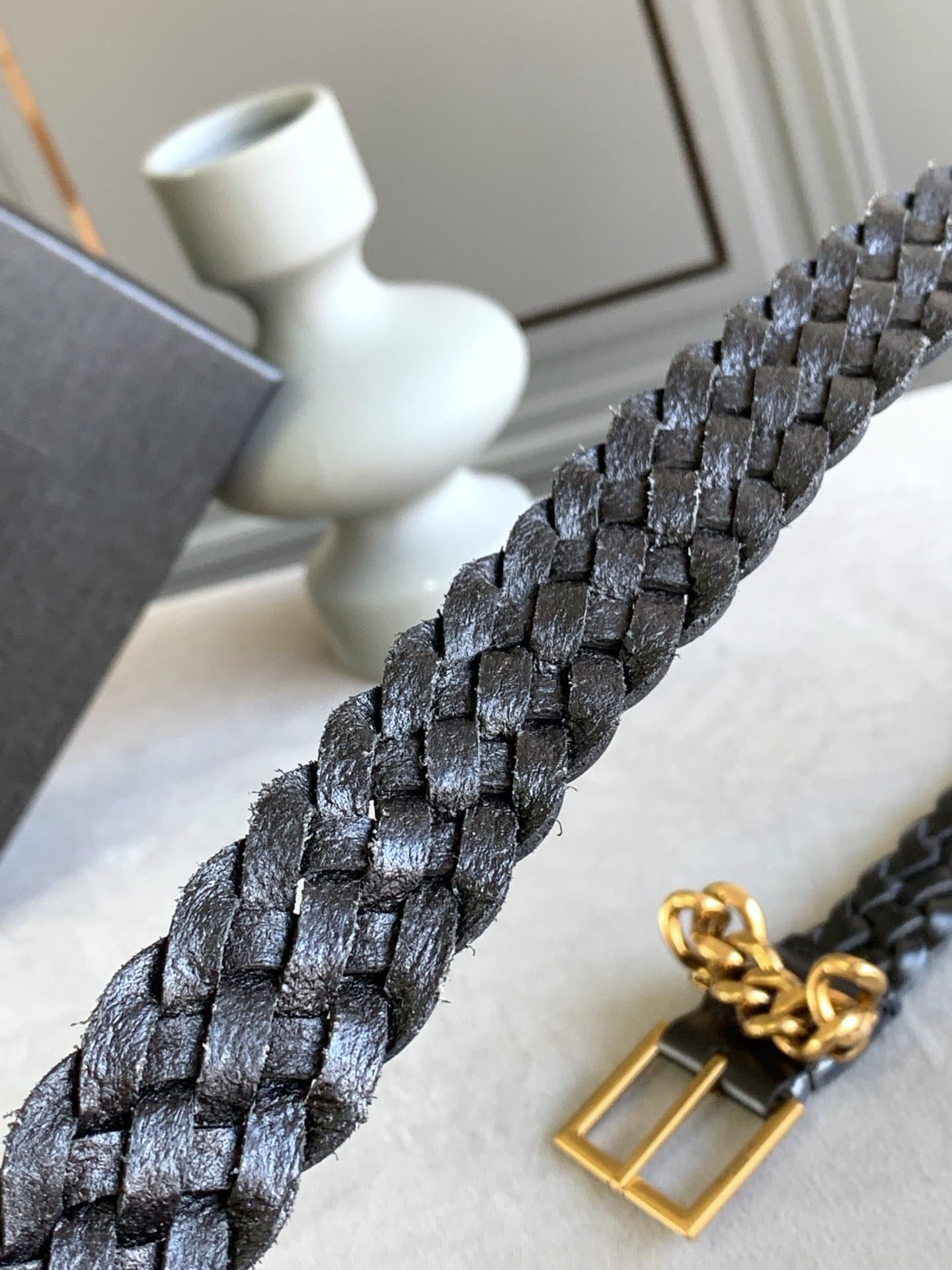 Sa1nt Lau*nt Genuine Leather Universal Black And Gold Belt