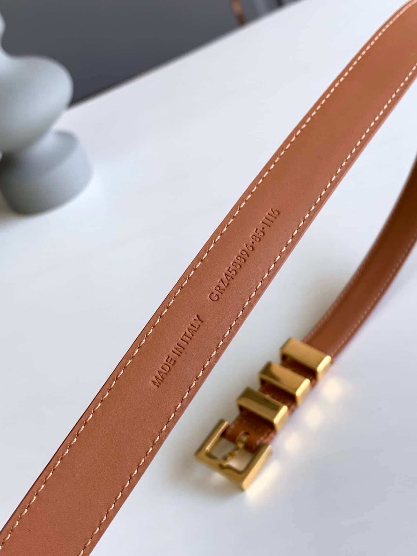 Sa1nt Lau*nt Passants Brown And Gold Belt 3146292551