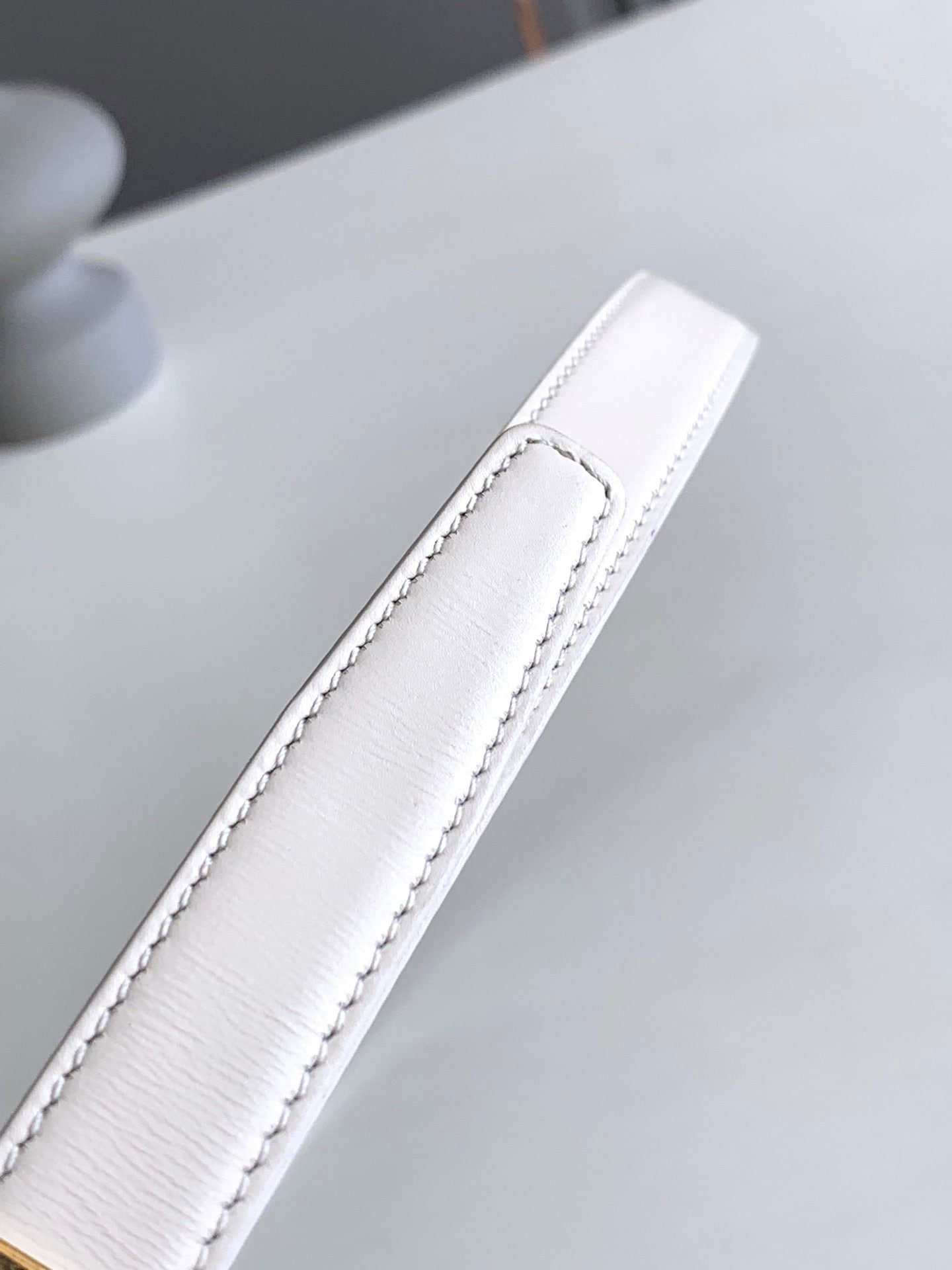 Sa1nt Lau*nt Black 3 Passants Belt White And Gold 3146292551