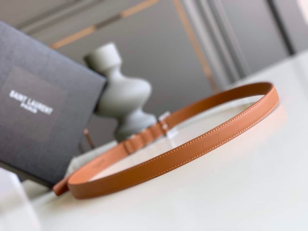 Sa1nt Lau*nt Black 3 Passants Belt Brown And Silver 3146292551
