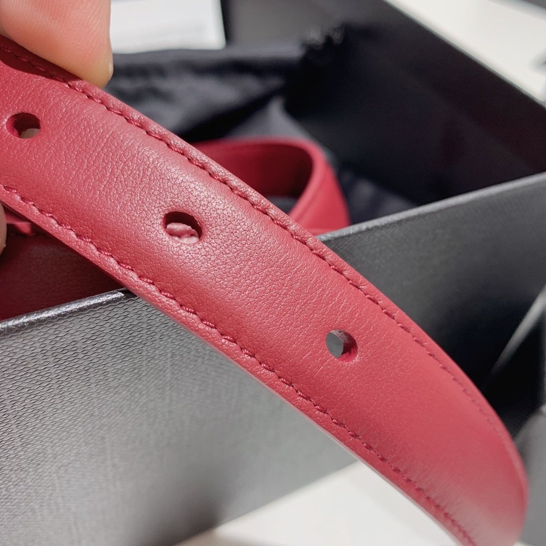 Sa1nt Lau*nt Adjustable Square Buckle Belt Red And Gold 634437C0X0W6309