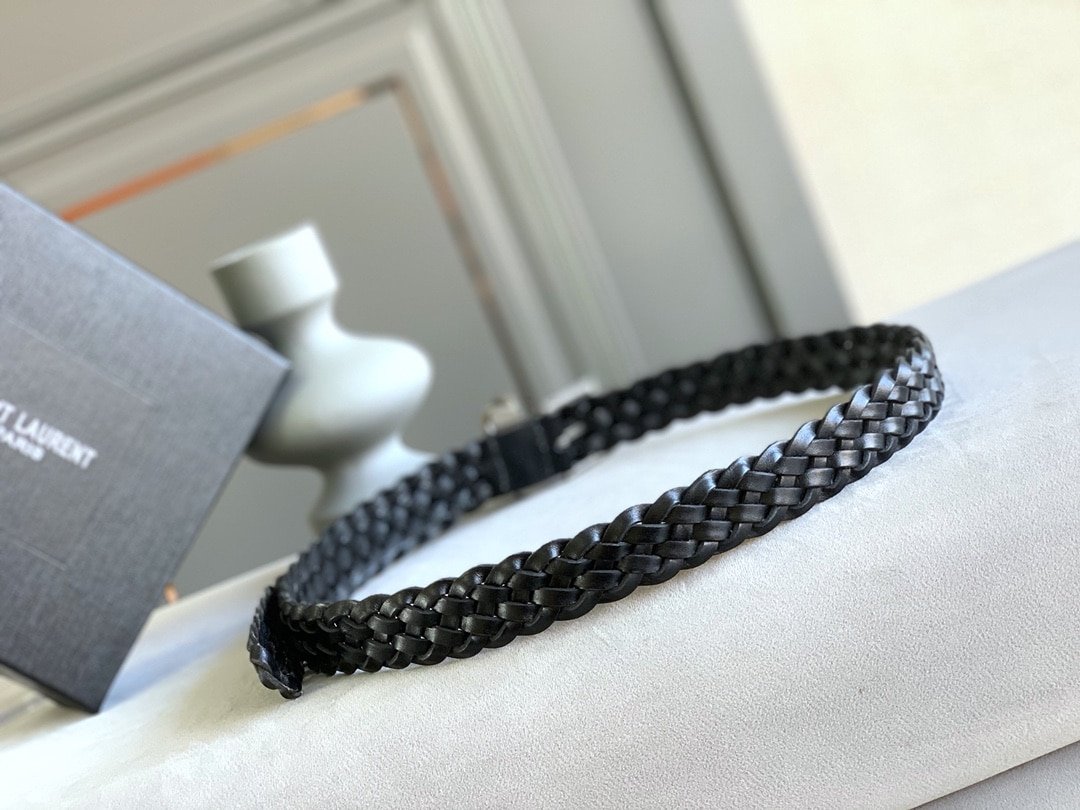 Sa1nt Lau*nt Genuine Leather Universal Black And Silver Belt