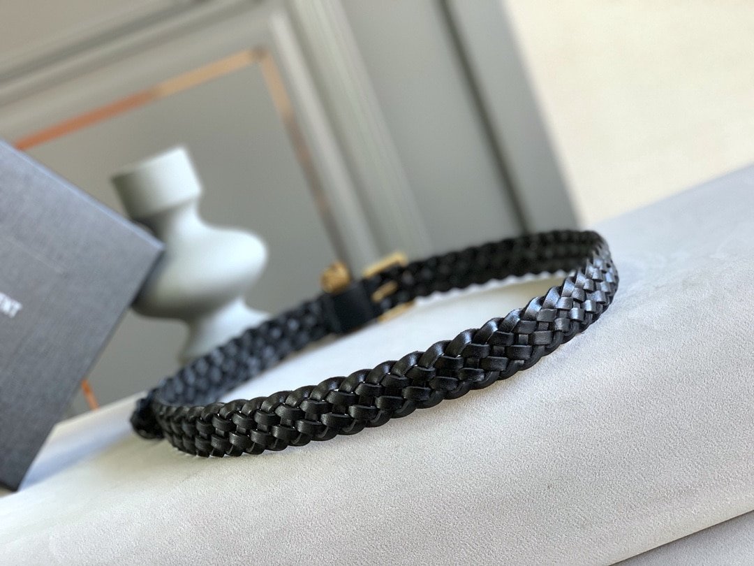 Sa1nt Lau*nt Genuine Leather Universal Black And Gold Belt