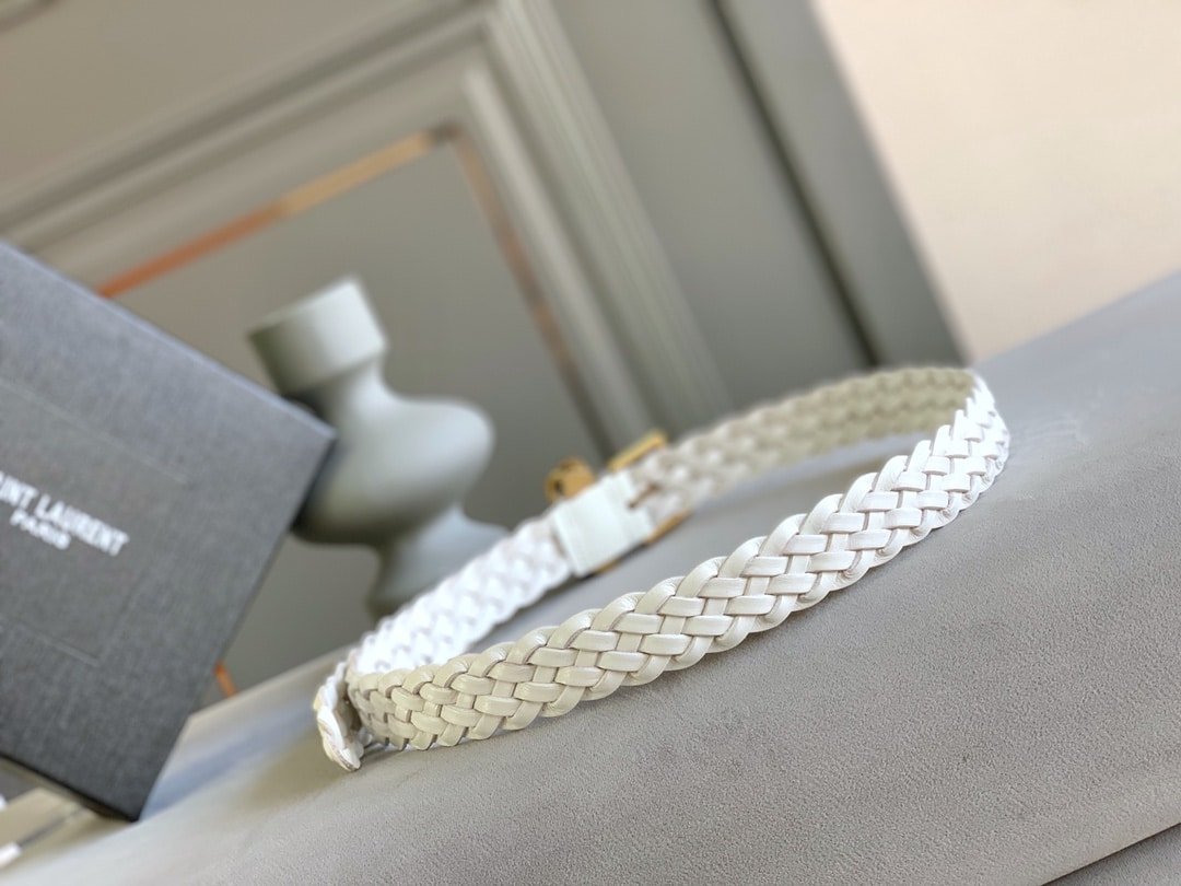 Sa1nt Lau*nt Genuine Leather Universal White And Gold Belt