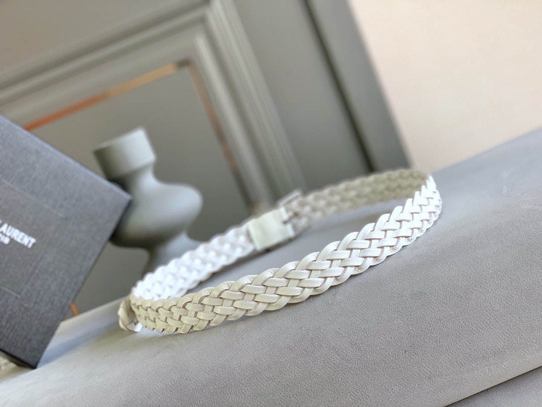 Sa1nt Lau*nt Genuine Leather Universal White And Silver Belt