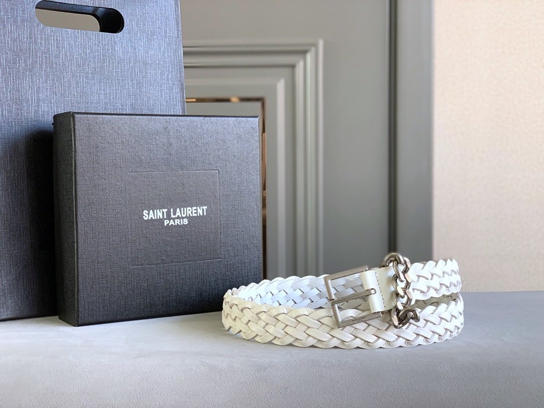 Sa1nt Lau*nt Genuine Leather Universal White And Silver Belt
