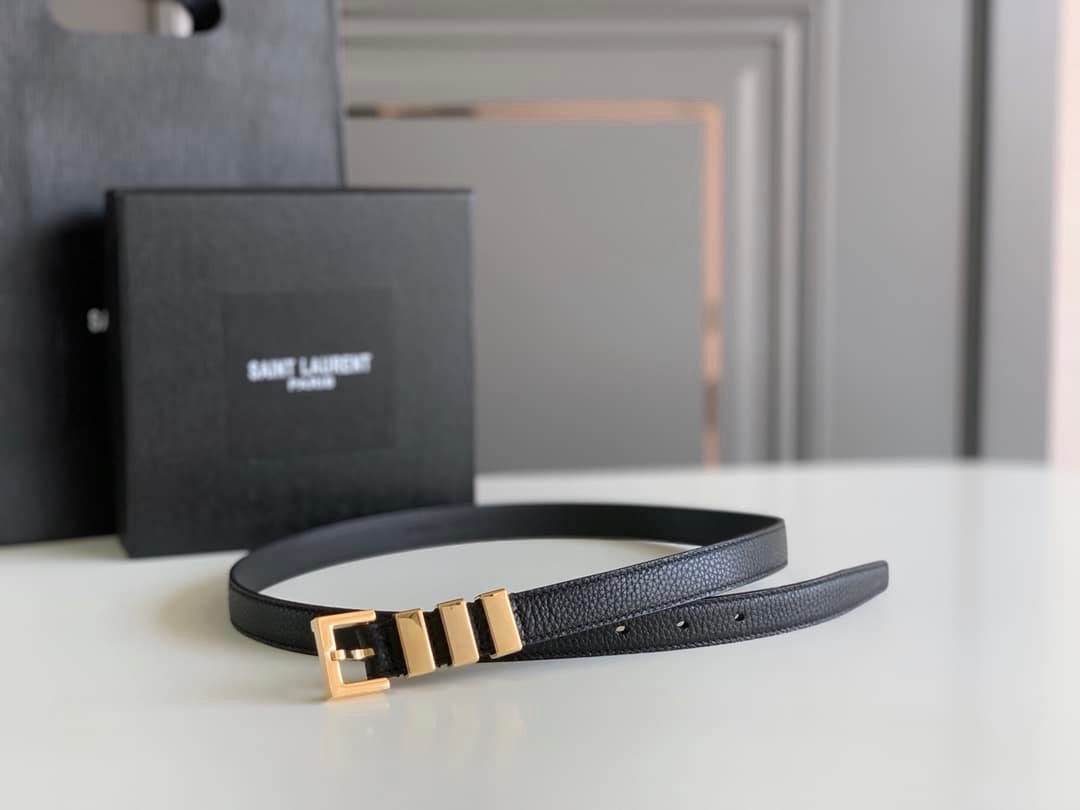 Sa1nt Lau*nt Unisex Brown And Gold Suede Leather Classic 3 Passants Belt 314629 2551